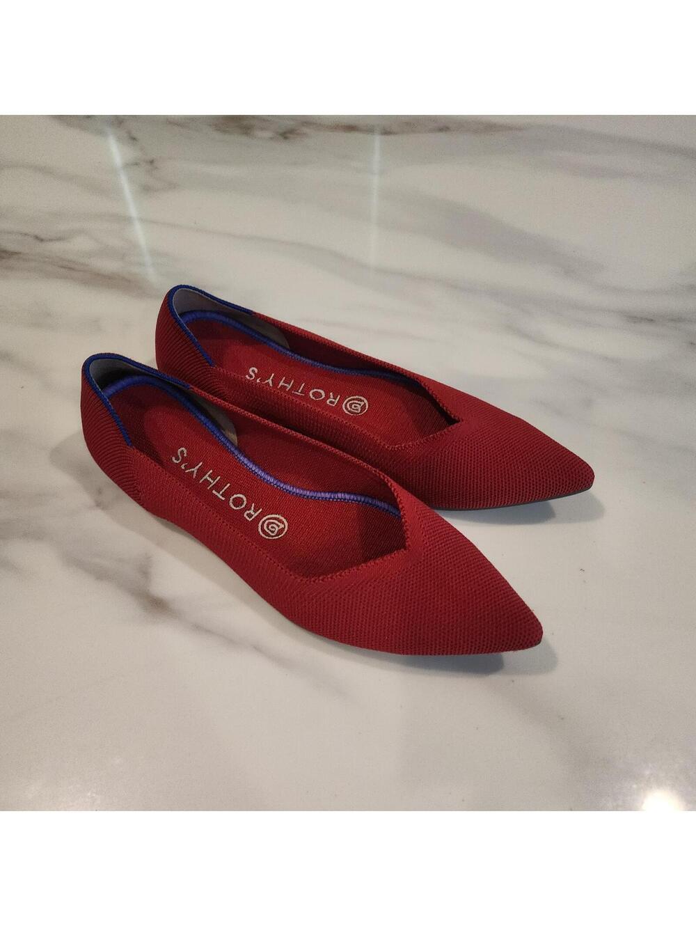 Rothy's The Point Flats Red Knit Women's Size 8.5 Washable Pointed Toe
